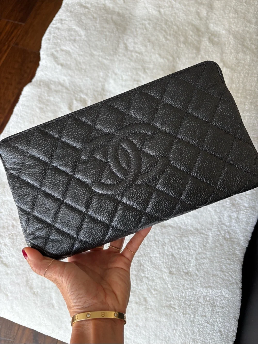 CHANEL Black Caviar Quilted Clutch Pochette A65738 12A Full Set - Picture 3 of 12